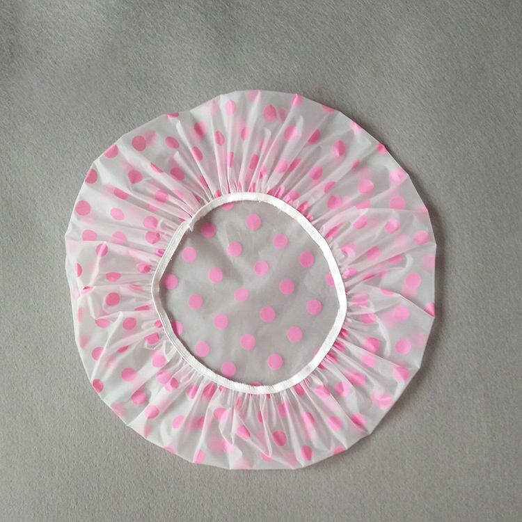 Picture of 1 Pcs Reusable Elastic Shower hat 1Pc Fashion Waterproof Thicken Wave Point Shower Cap Reusable Hair Salon Elastic