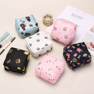 Picture of 1 Pcs Multi Functional Travel Storage Bag Portable Sanitary Napkin Bag and Toiletry Cosmetic Organizer with Waterproof Layer