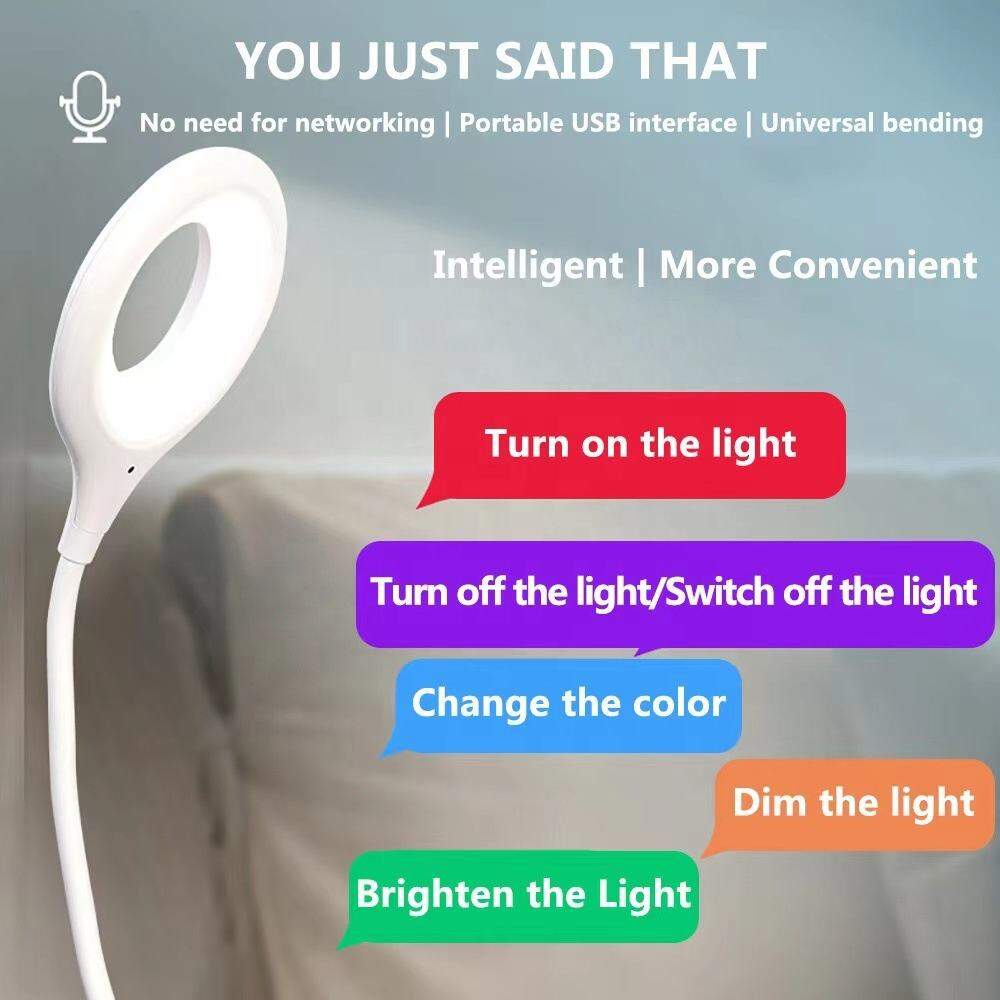 Picture of Smart Voice Control Study Reading USB Night Light for Bedside 3 Level Dimmable Colors Changing Eye Protection Portable LED Table Reading Lamp
