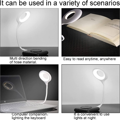 Picture of Smart Voice Control Study Reading USB Night Light for Bedside 3 Level Dimmable Colors Changing Eye Protection Portable LED Table Reading Lamp