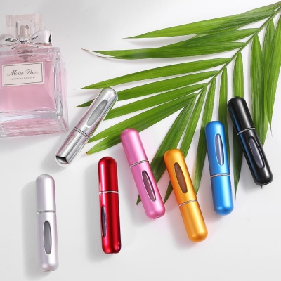 Picture of 1 Pcs Aluminum Perfume Atomizer with Window Bottom Refilled for Skin Care Mascara Loose Powder Glasses-Engraving Surface