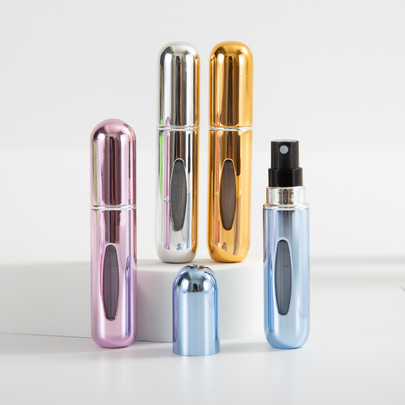 Picture of 1 Pcs Aluminum Perfume Atomizer with Window Bottom Refilled for Skin Care Mascara Loose Powder Glasses-Engraving Surface