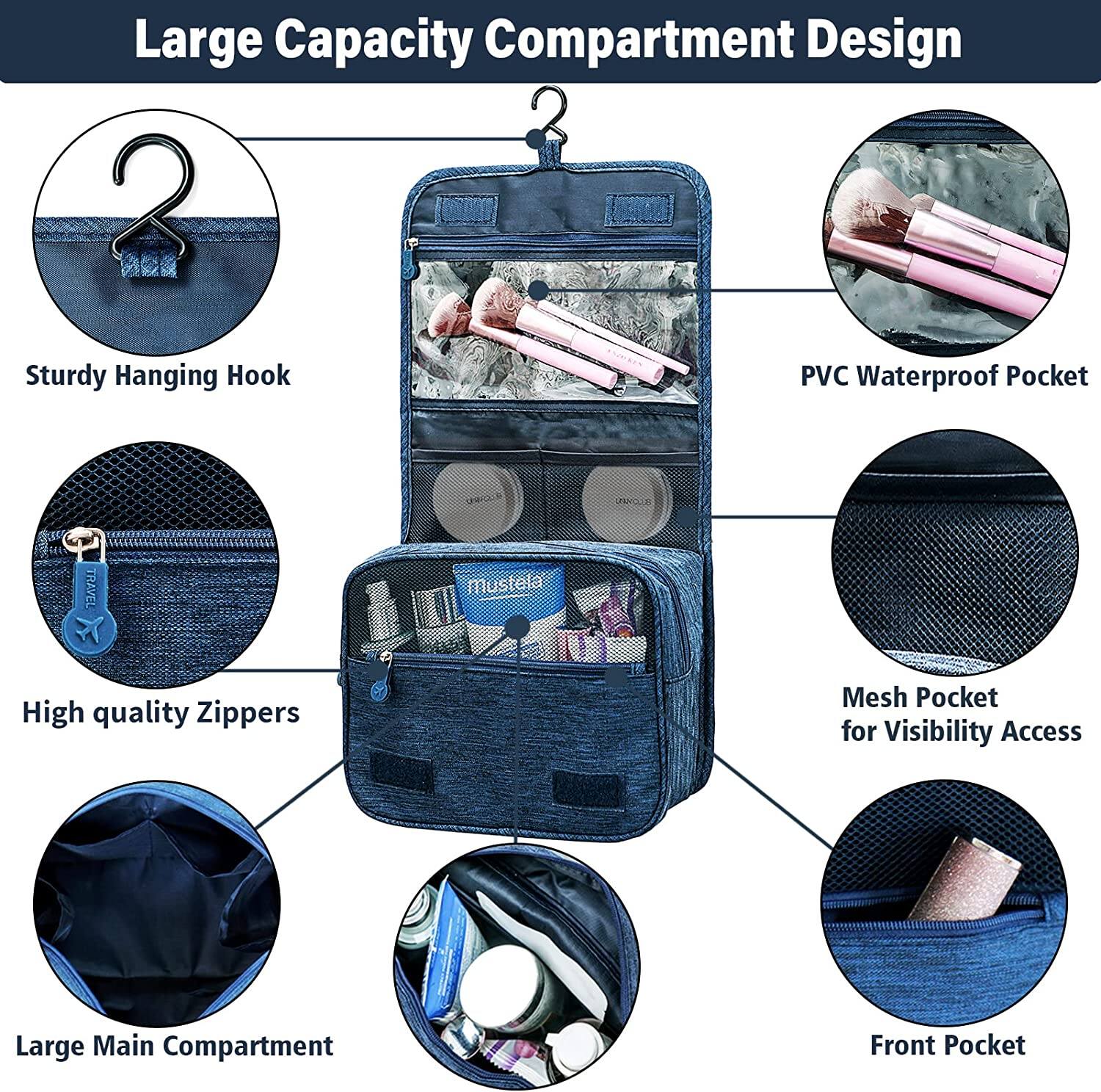 Picture of Travel Makeup Bags Women Waterproof Cosmetic Bag Toiletries Organizer Hanging Dry And Wet Separation Storage Bag