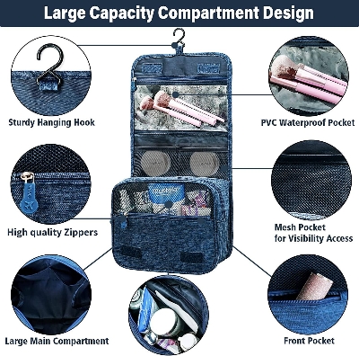 Picture of Travel Makeup Bags Women Waterproof Cosmetic Bag Toiletries Organizer Hanging Dry And Wet Separation Storage Bag