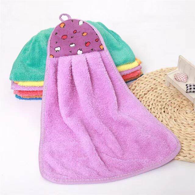 Picture of 2 Pcs Soft Hand Towel Dishcloths Hanging Cloth Kitchen Accessories Coral Velvet Bathroom Supplies Microfiber