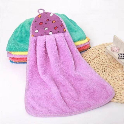 Picture of 2 Pcs Soft Hand Towel Dishcloths Hanging Cloth Kitchen Accessories Coral Velvet Bathroom Supplies Microfiber