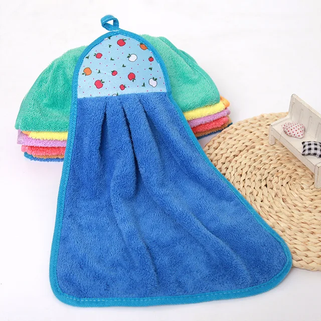 Picture of 2 Pcs Soft Hand Towel Dishcloths Hanging Cloth Kitchen Accessories Coral Velvet Bathroom Supplies Microfiber