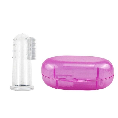 Picture of 3 Pcs Baby Finger Toothbrush Soft Silicone Infant Training Tooth Brush With Storage Box Teeth Clear
