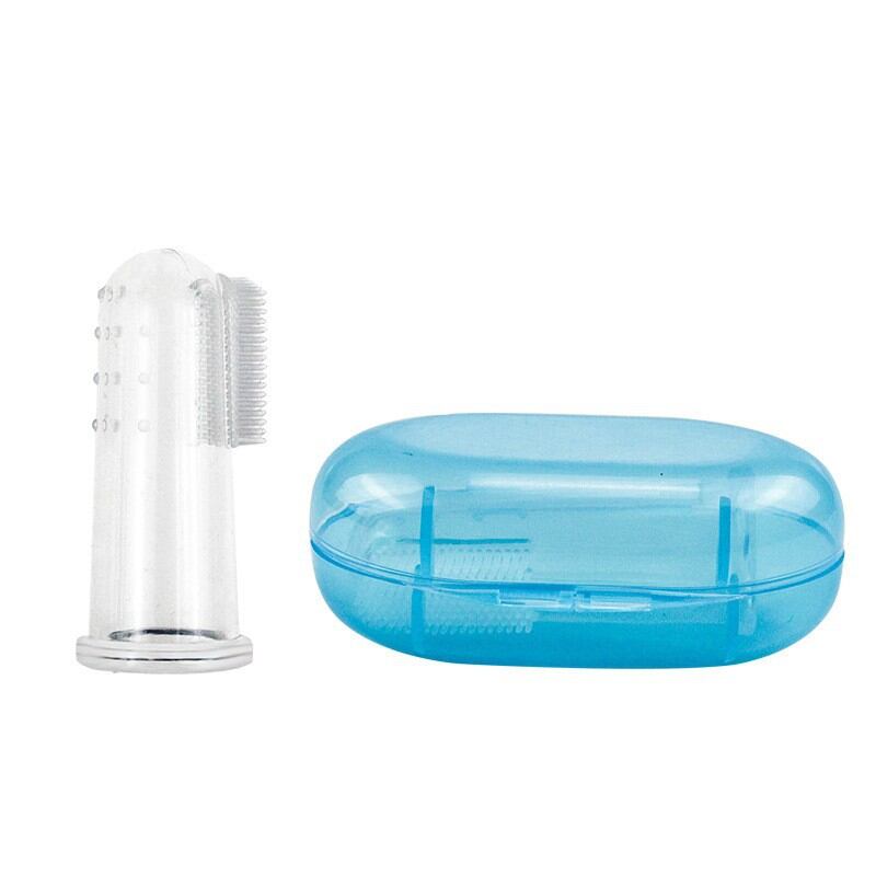 Picture of 3 Pcs Baby Finger Toothbrush Soft Silicone Infant Training Tooth Brush With Storage Box Teeth Clear