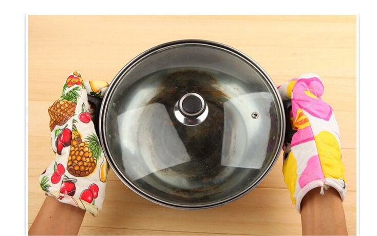 Picture of 1 Pair Kitchen Cooking Mitts Microwave Kitchen Light Thin Oven Gloves Heat Resistant