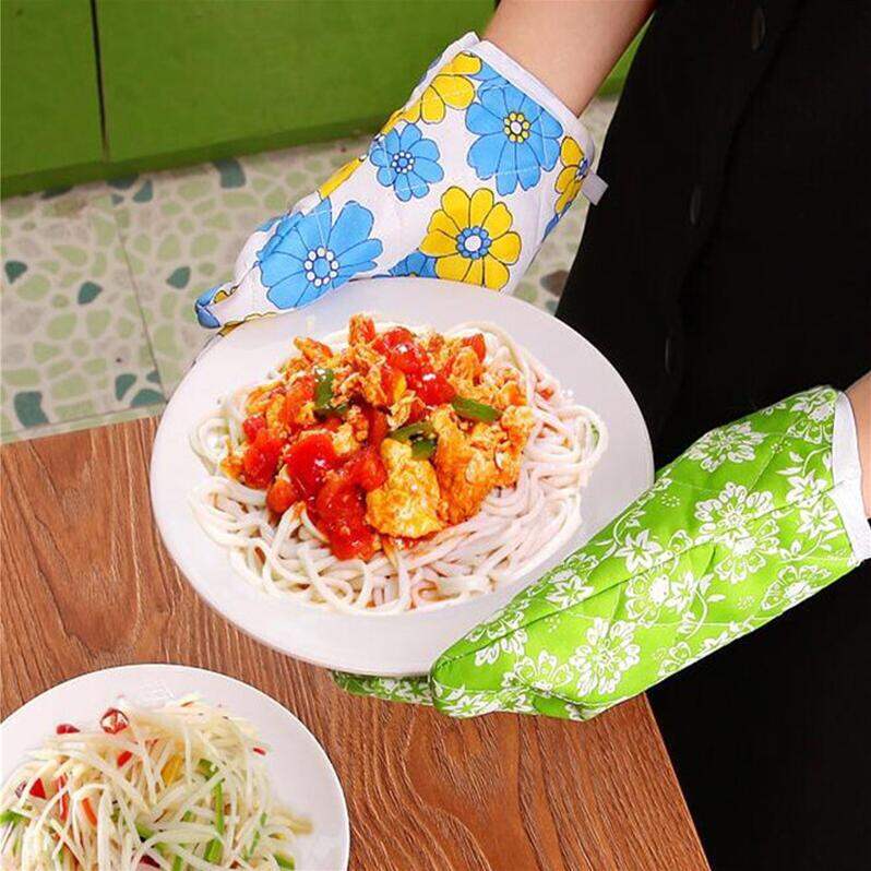 Picture of 1 Pair Kitchen Cooking Mitts Microwave Kitchen Light Thin Oven Gloves Heat Resistant