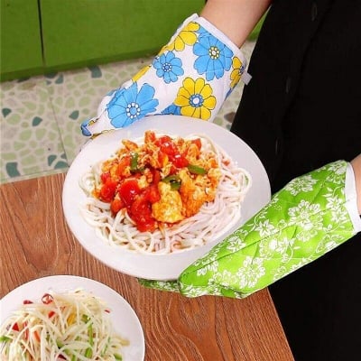Picture of 1 Pair Kitchen Cooking Mitts Microwave Kitchen Light Thin Oven Gloves Heat Resistant