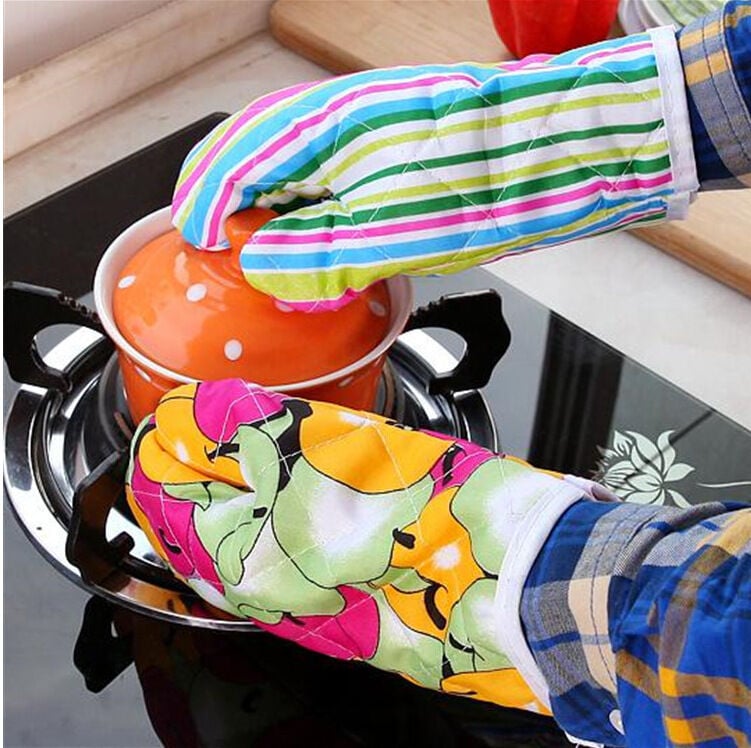 Picture of 1 Pair Kitchen Cooking Mitts Microwave Kitchen Light Thin Oven Gloves Heat Resistant