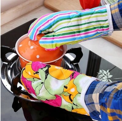 Picture of 1 Pair Kitchen Cooking Mitts Microwave Kitchen Light Thin Oven Gloves Heat Resistant