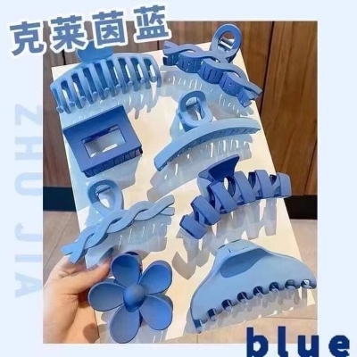 Picture of 8 Piece Women Hair Accessory Large Flower Hollow Hair Claws Colorful Matte Gradient Shark Design Made Plastic