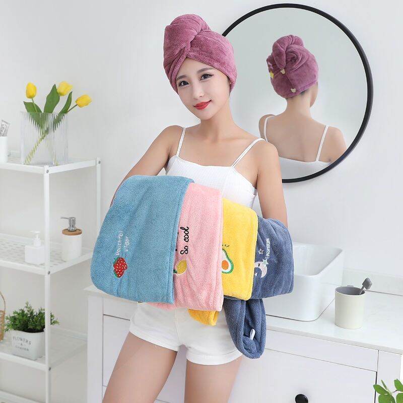 Picture of 1 Pcs Women Soft Microfiber Towels Shower Cap Towel Bath Hats for Women Dry Hair Cap Quick Drying Soft for Lady Turban Head Girl Towel
