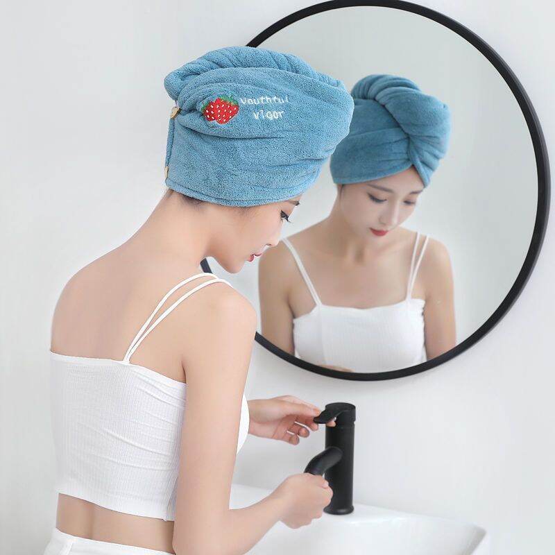 Picture of 1 Pcs Women Soft Microfiber Towels Shower Cap Towel Bath Hats for Women Dry Hair Cap Quick Drying Soft for Lady Turban Head Girl Towel
