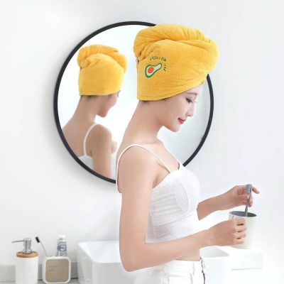 Picture of 1 Pcs Women Soft Microfiber Towels Shower Cap Towel Bath Hats for Women Dry Hair Cap Quick Drying Soft for Lady Turban Head Girl Towel