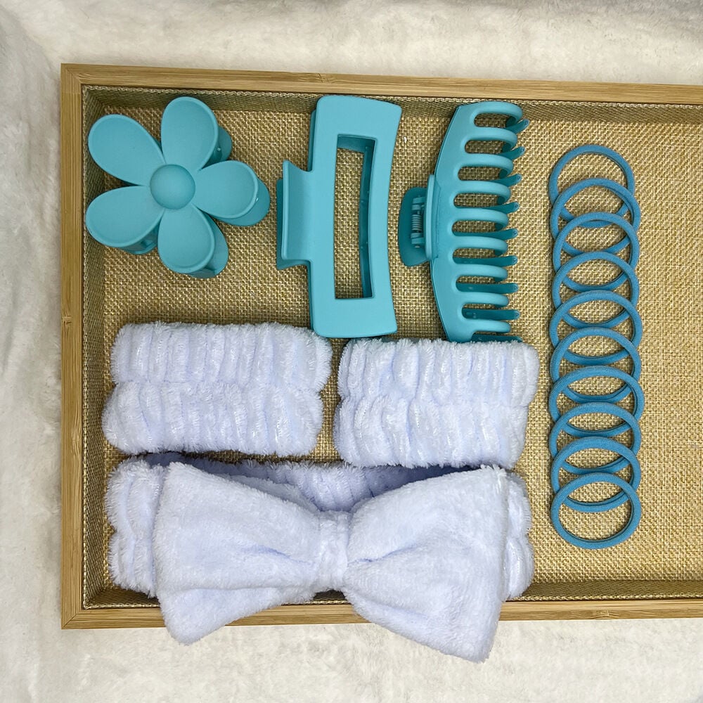 Picture of 16-Piece Set Soft Hair Bands with Easy-to-Grab Design Matte Multi-Color Bow Large Clip Headwear