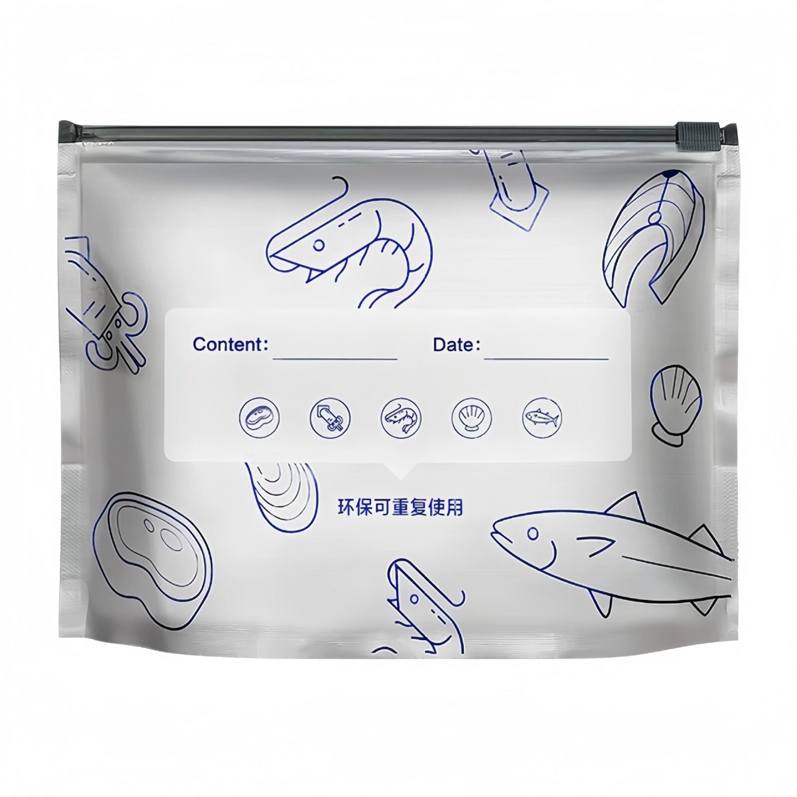 Picture of 15 Pcs combo Fresh-keep Zip Lock Bags Smart Label Freezer Snack Meat Storage Foil Pouch Unique Aluminum Ziplock Frozen Bag for Food Packaging