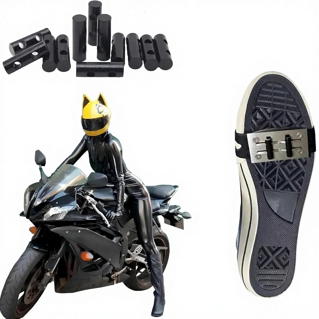 Picture of 4 pcs  Motorcycle Shoe Covers & Flint Pads with Sliders Sole Friction Flame & Spark
