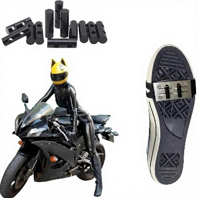 Picture of 4 pcs  Motorcycle Shoe Covers & Flint Pads with Sliders Sole Friction Flame & Spark