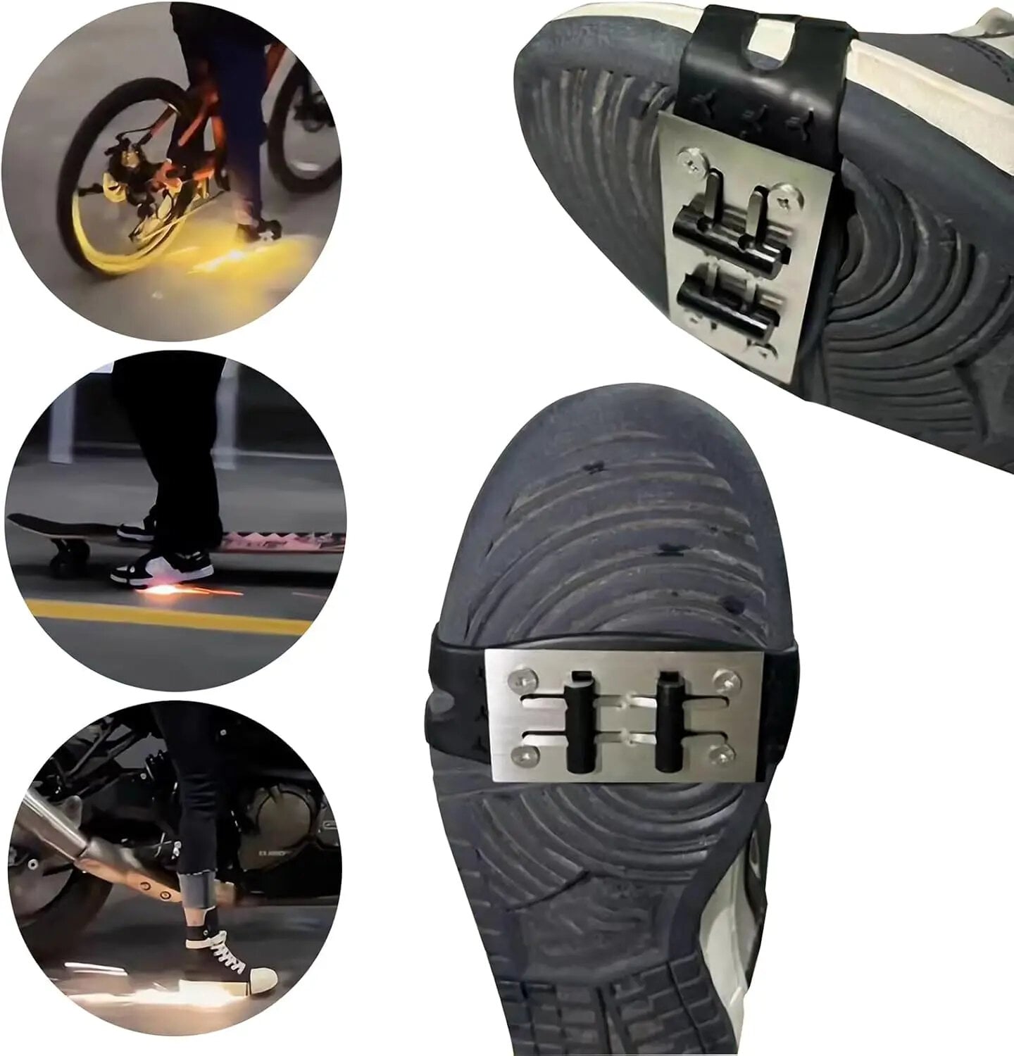Picture of 4 pcs  Motorcycle Shoe Covers & Flint Pads with Sliders Sole Friction Flame & Spark