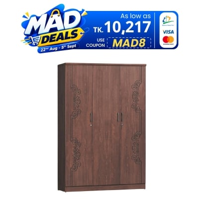 Picture of Furniture Express Antique Secure 3-Door Almirah, Partex MDF Laminated Board Wardrobe 72/48