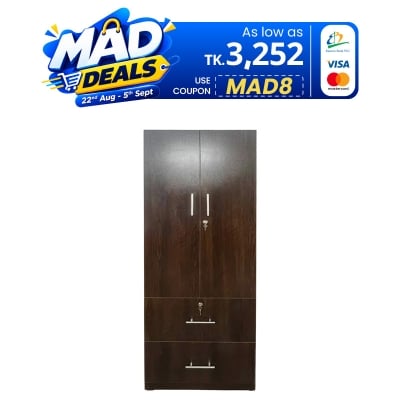 Picture of Furniture Express 2 Part Almirah with coat hanger shelf & 2 Locker Drawer Alamary / Laminated Board Wardrobe2 Door Almira - Best Quality Furniture