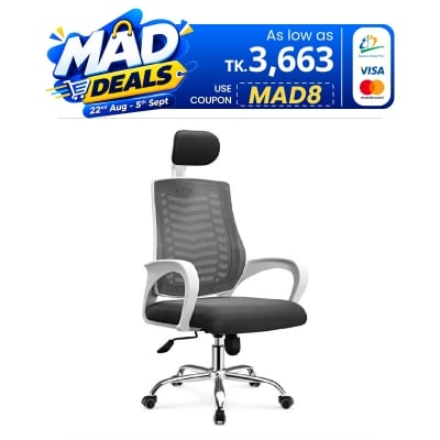 Picture of Furniture Plus (FP-M-27-Ss) Executive Office Chair White Body [V-MESH] with Headrest good quality