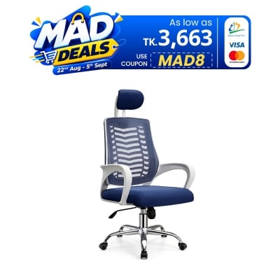 Picture of Furniture Plus (FP-M-27-Ss)Executive Office Chair White Body  [V-MESH] with Headrest good quality