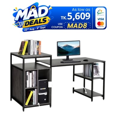 Picture of Iron Man Office Desk with CPU Stand, Writing & Study Table for Bedroom & Workstation Black