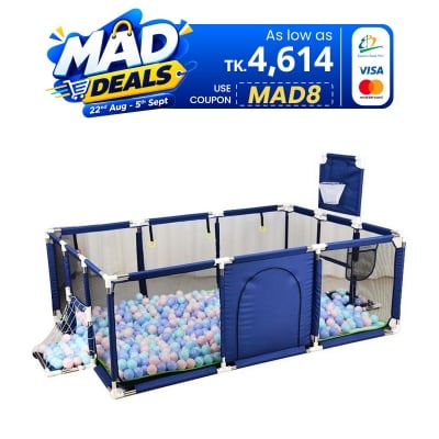 Picture of 4 Sides Baby Baby Toddlers Playpen Zipper Door Play Fence Children Infants Folding