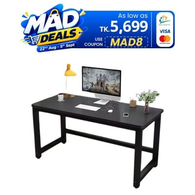 Picture of Iron Man Modern Computer Desk Table with Metal Frame & Engineered Wood – Stylish & Sturdy Workstation for Home/Office Black