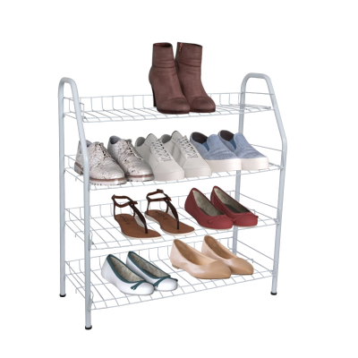 Picture of Metal Shoe Rack 4 Step - whiteStylish Storage Organizer Stand for Door Entrances, Dormitories, DIY Home Projects, Living Room