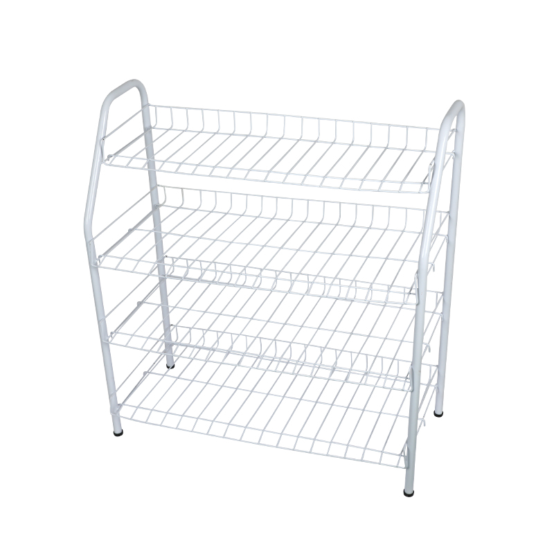 Picture of Metal Shoe Rack 4 Step - whiteStylish Storage Organizer Stand for Door Entrances, Dormitories, DIY Home Projects, Living Room