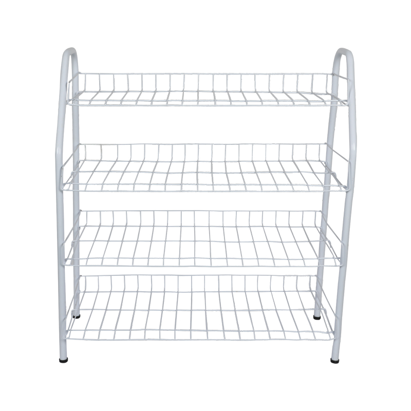 Picture of Metal Shoe Rack 4 Step - whiteStylish Storage Organizer Stand for Door Entrances, Dormitories, DIY Home Projects, Living Room
