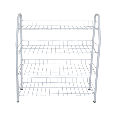 Picture of Metal Shoe Rack 4 Step - whiteStylish Storage Organizer Stand for Door Entrances, Dormitories, DIY Home Projects, Living Room