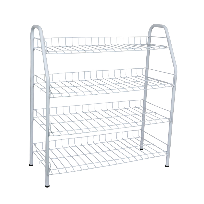 Picture of Metal Shoe Rack 4 Step - whiteStylish Storage Organizer Stand for Door Entrances, Dormitories, DIY Home Projects, Living Room