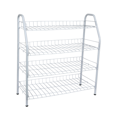 Picture of Metal Shoe Rack 4 Step - whiteStylish Storage Organizer Stand for Door Entrances, Dormitories, DIY Home Projects, Living Room