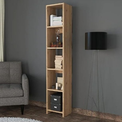 Picture of Furnix Furnix Slim Single Bookcase – Narrow Bookshelf Storage Rack for Small Spaces, Living Room, Bedroom & Office