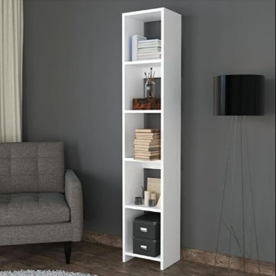 Picture of Furnix Furnix Slim Single Bookcase – Narrow Bookshelf Storage Rack for Small Spaces, Living Room, Bedroom & Office