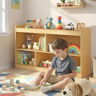 Picture of Furnix Furnix Toy Storage Shelf with 5 Open Compartments – Kids Book & Toy Organizer for Playroom and Bedroom