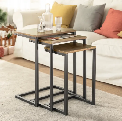 Picture of Furnix Nesting Tables Set of 3 – Modern Coffee Tables & Stacking Side Tables for Living Room, Space Saving Accent Table Set for Home Décor by Furnix