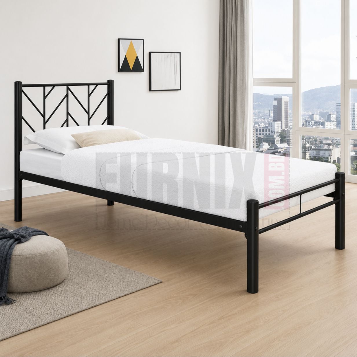 Picture of Furnix Premium Quality Metal Divan Bed 48x76 Inch Single Size Strong Steel Frame Bedroom Furniture by Furnix Home Decor & Furniture