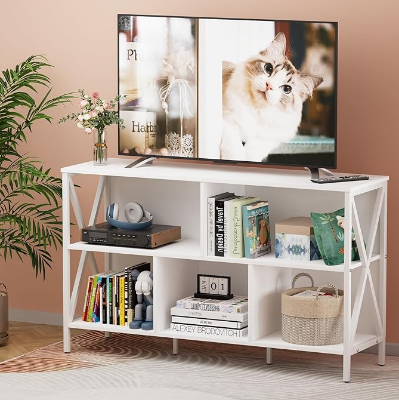 Picture of Furnix Industrial Modern TV Unit with Open Shelves – 5 Cube Low Wide Bookcase & Storage Cabinet for Living Room by Furnix
