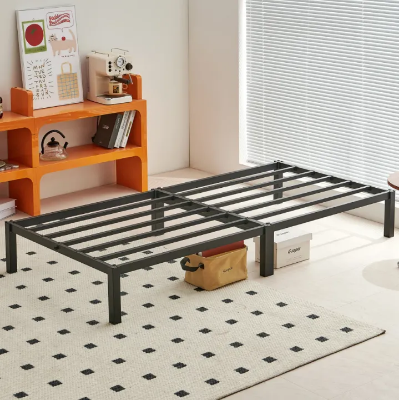 Picture of Furnix Furnix Black Single Bed Frame – Heavy Duty Steel Slats, Easy Setup, Sturdy Platform Bed