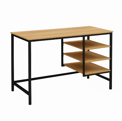 Picture of Furnix Metal Base Writing Desk with 3 Storage Shelves – Durable Engineered Wood Top & Sturdy Steel Frame for Home Office, Study, or Workstation by Furnix