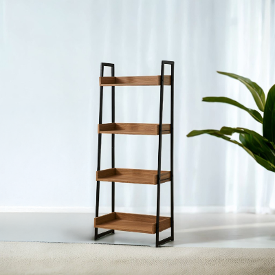 Picture of Furnix Furnix Ladder Bookcase – Wooden & Metal Wall Display Shelf for Living Room, Home Rack, and Bookshelf Organizer