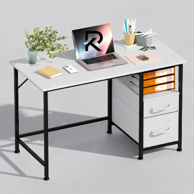 Picture of Furnix Contemporary Wooden Computer Desk with 2 Drawers by Furnix – Modern Office Furniture for Home Office & Living Room